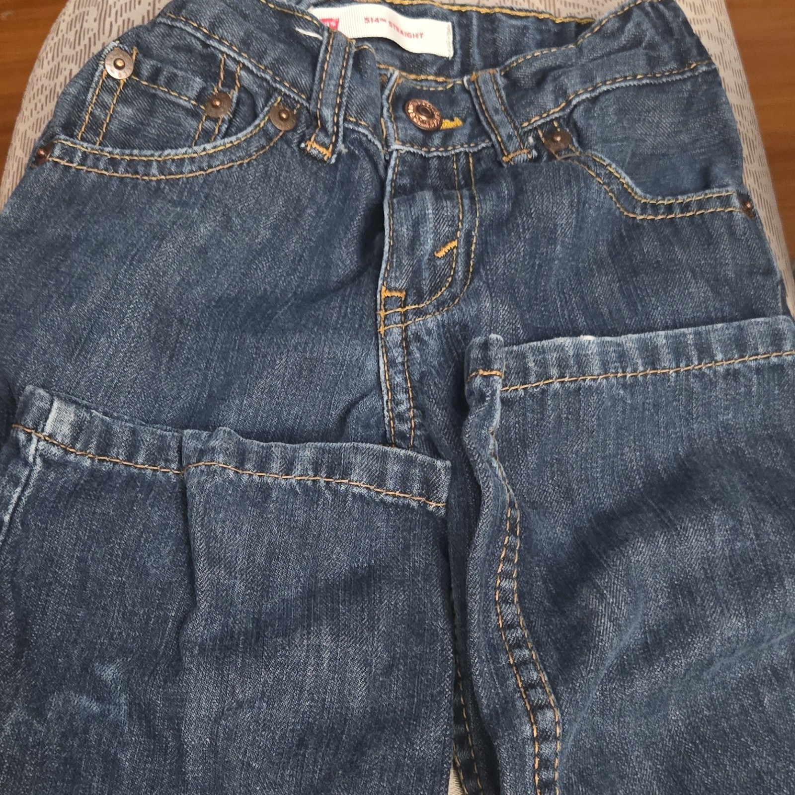 Levi’s 514 Straight Fit Blue Denim Jeans, Medium Wash, 5-Pocket, 4T
