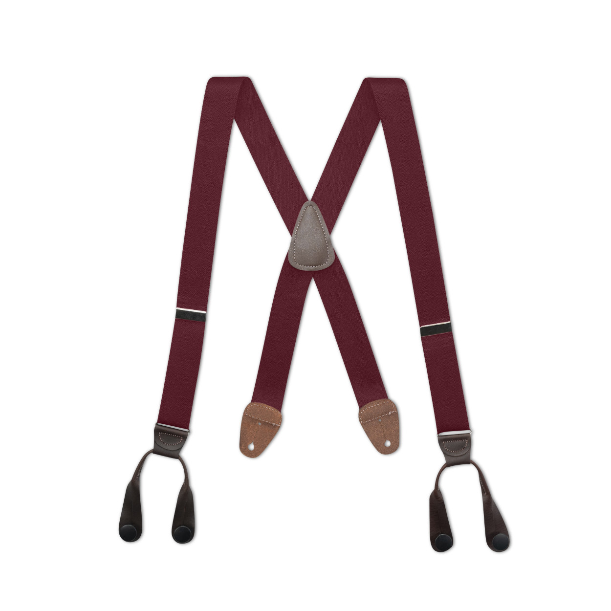 1″ Wide Gold Tone BUTTON ON Suspenders LEATHER EARS Many Colors. MADE IN USA