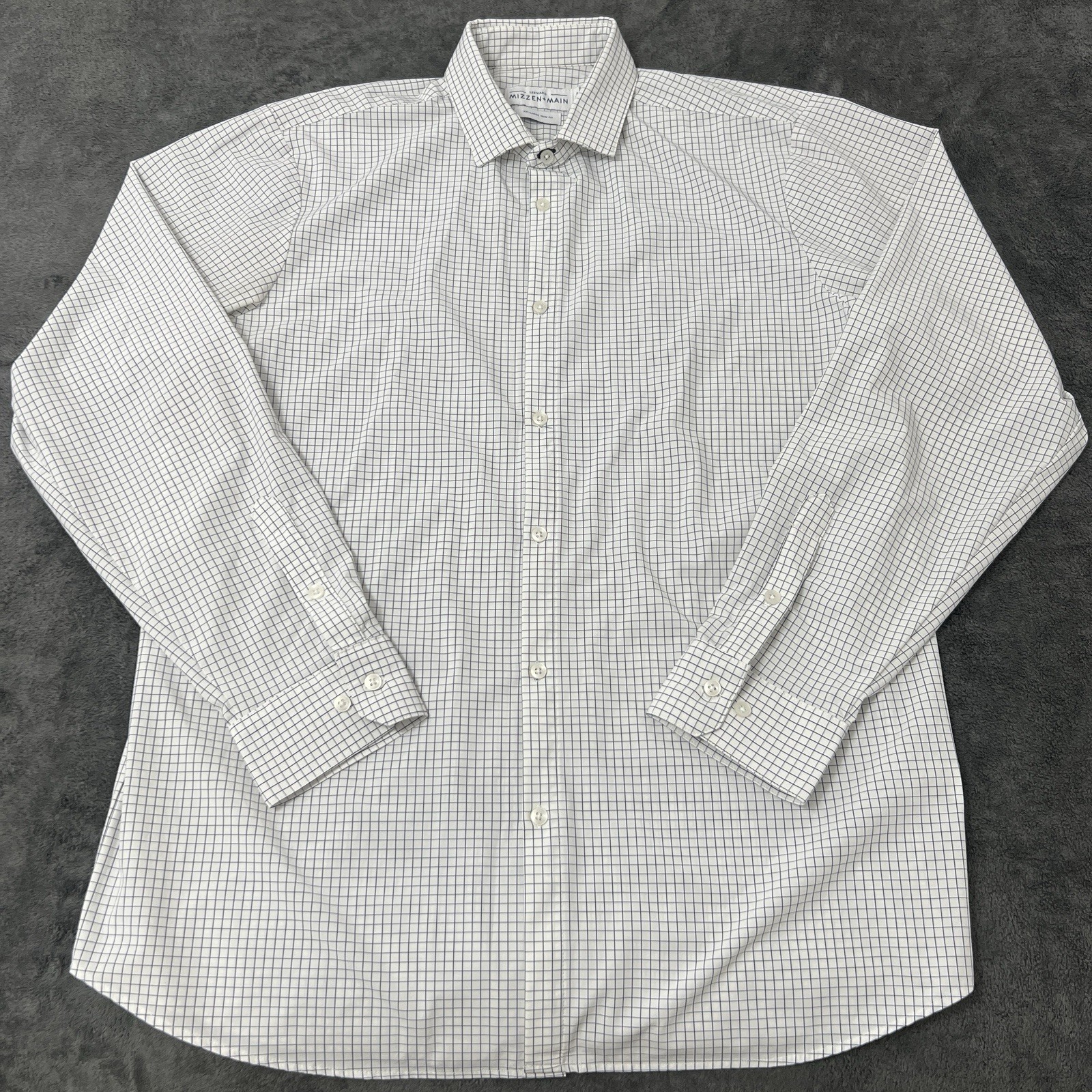 Mizzen + Main Shirt 2XL White Check Leeward Stretch Performance Office Preppy