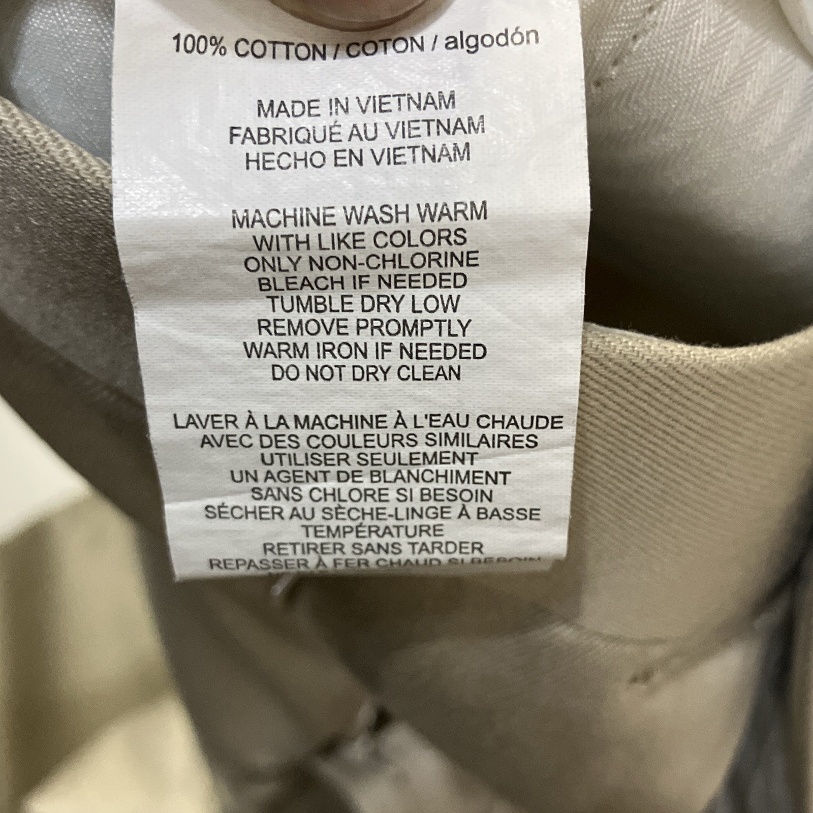 Perry Ellis Portfolio Men’s Beige Cotton Twill Khaki Pants 32W Straight Pleated