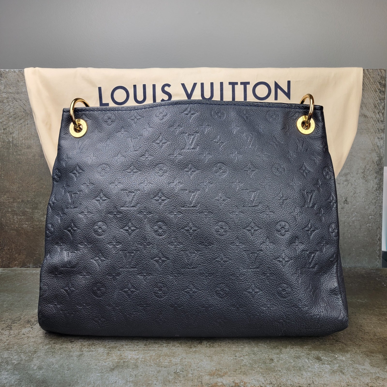 LOUIS VUITTON Artsy MM Monogram Empreinte Infini Blue Hand Bag Papers & Boxes