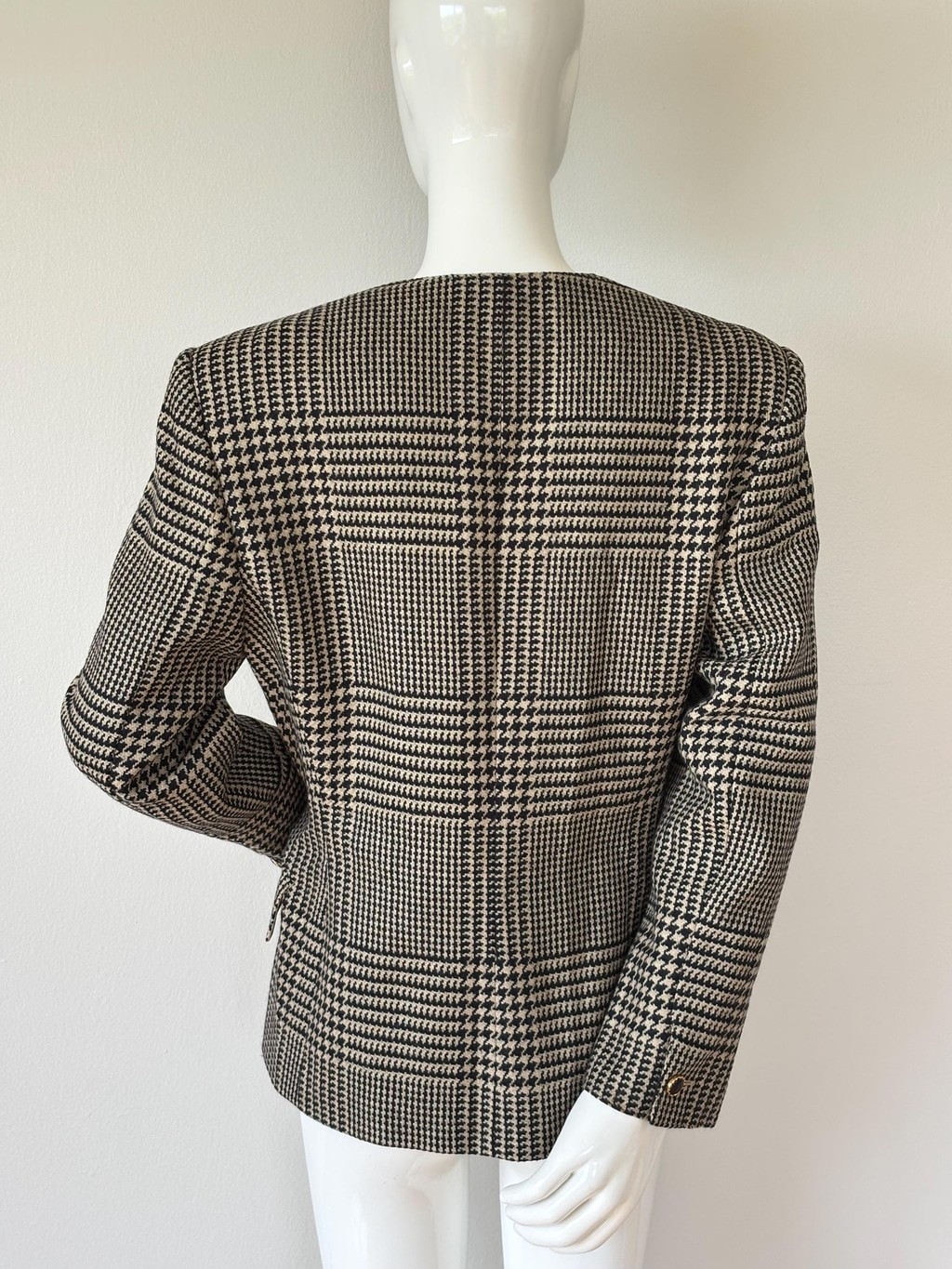 Vintage Max Mara Wool Houndstooth Blazer – Made in Italy