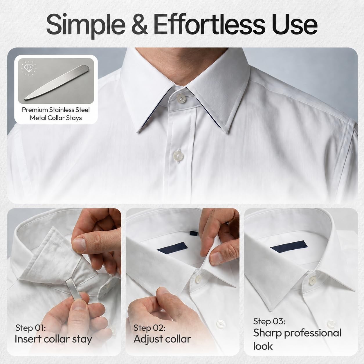 56-Piece Collar Stays Set – 4 Sizes with Precision Case – Perfect Gift for Men