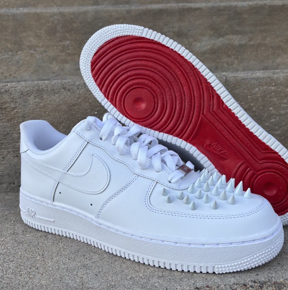 Custom Nike Air Force 1 Low – Red Bottom Metal Spikes