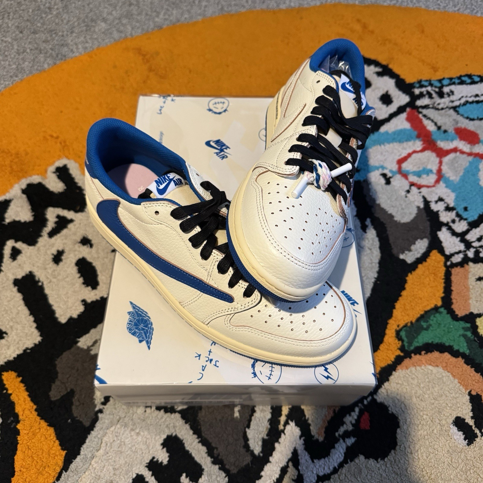 Jordan 1 Retro Low OG SP Fragment x Travis Scott Sail Military Blue Deadstock