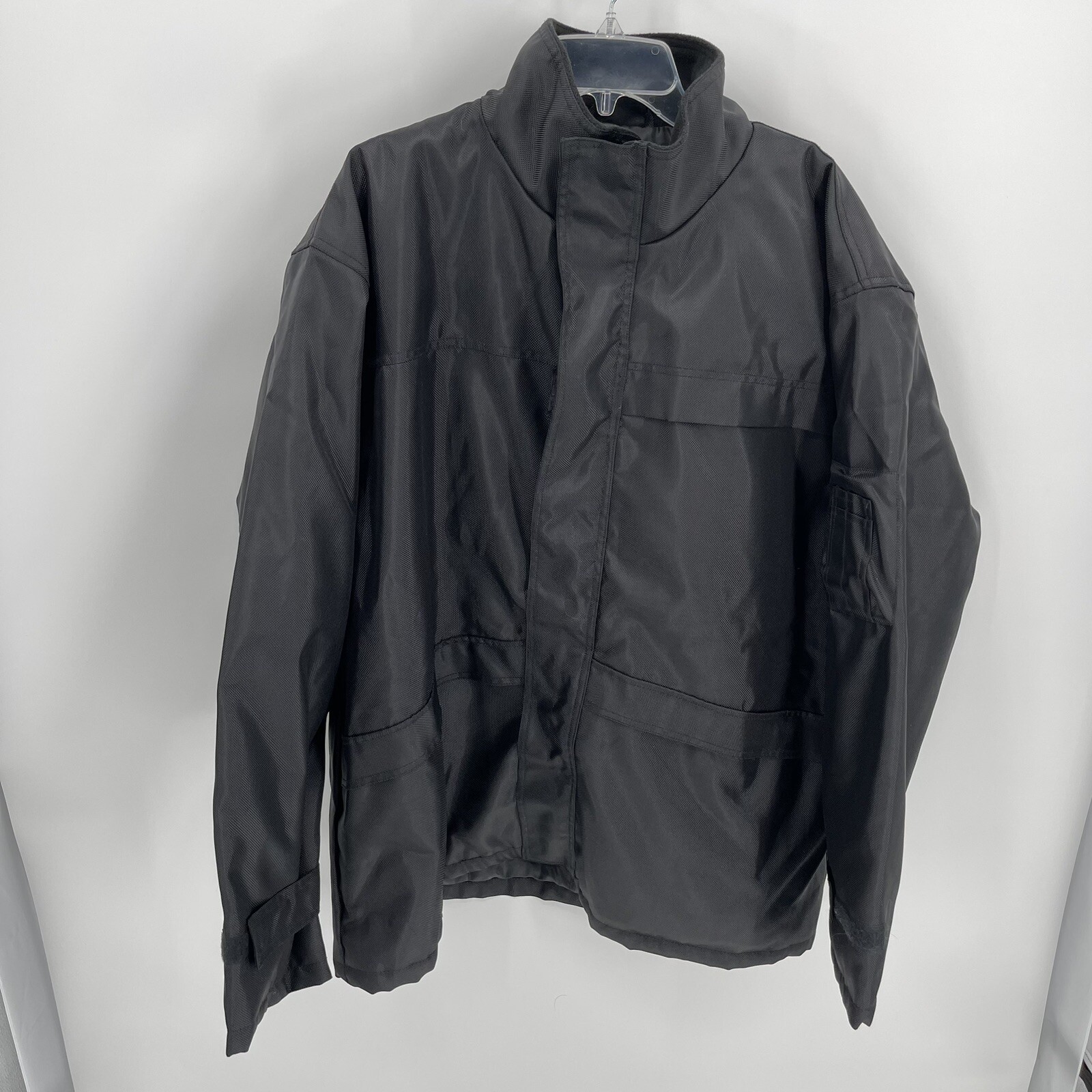 Mil-Tec Brand Men’s Size XL Tactical Jacket Rain Coat Black Hooded Pockets