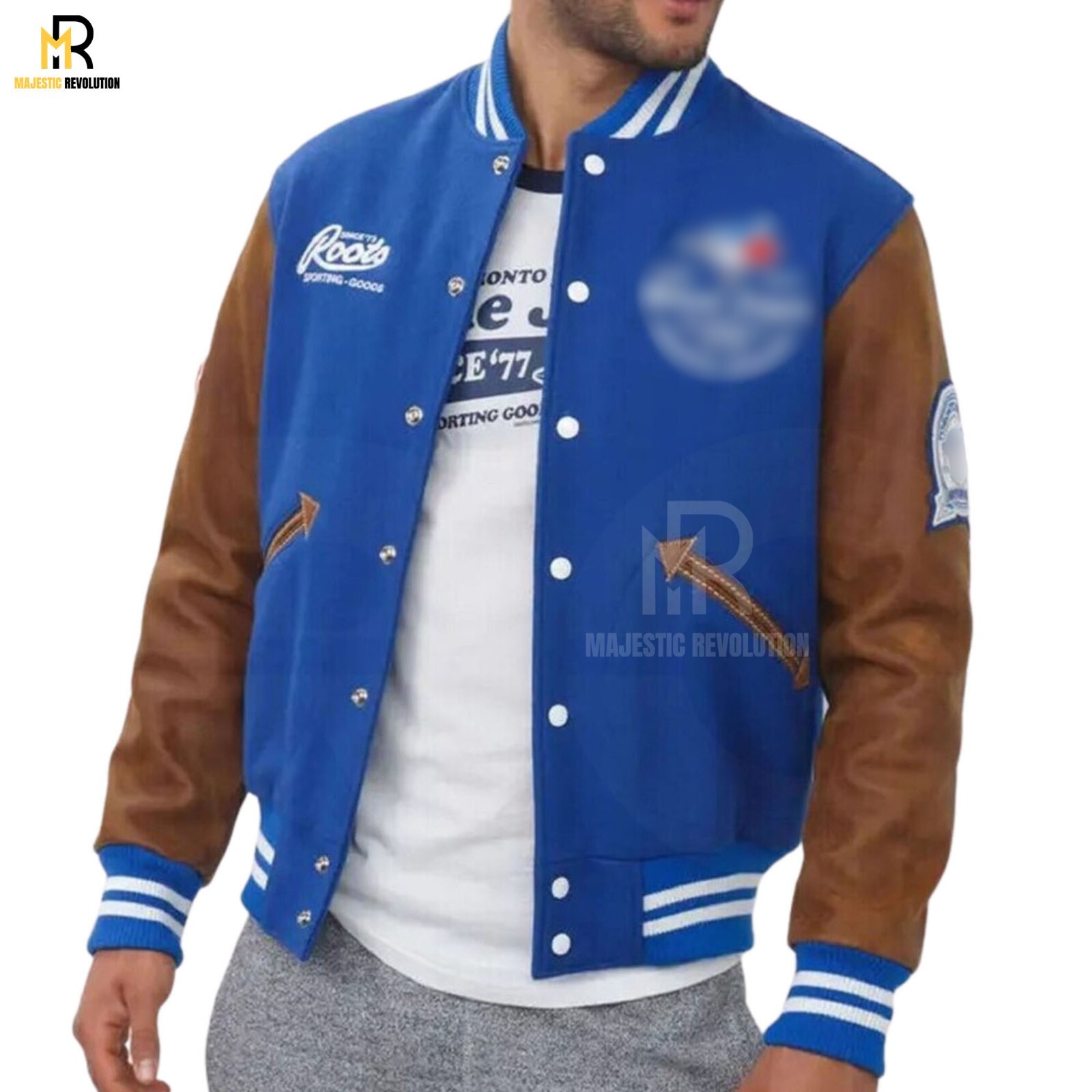 Toronto Blue Jays Letterman Varsity Jacket Wool & Real Leather Sleeves Jacket