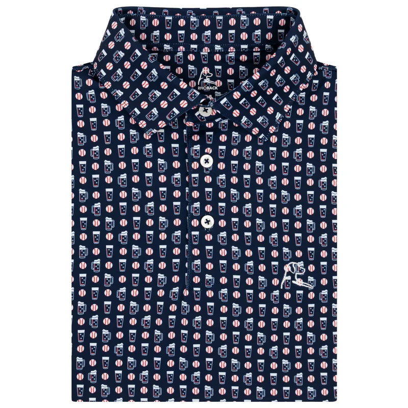 ✨ New Rhoback Ballgame Golf Polo Fleet Navy Beer Baseball Soft Touch ⚾