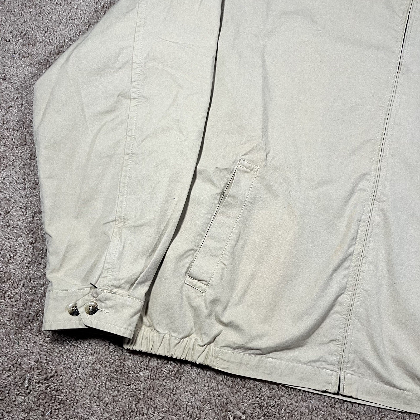 vtg Nautica Jacket Mens XL Beige Bomber Zip Up Cotton Lined Classic