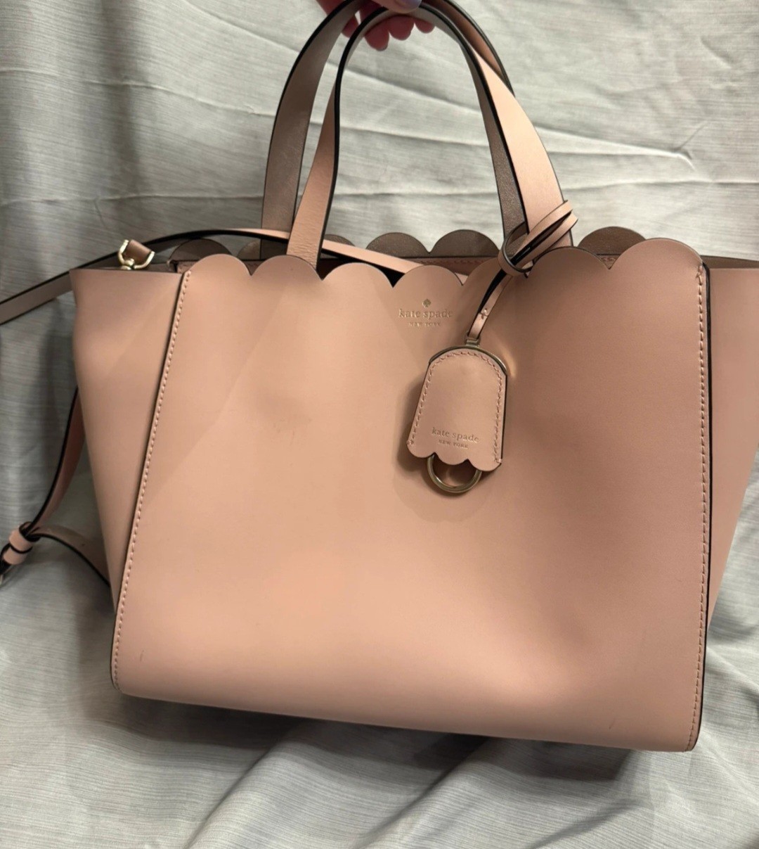kate spade new york Small Pink Scalloped Satchel w/ Detachable Strap