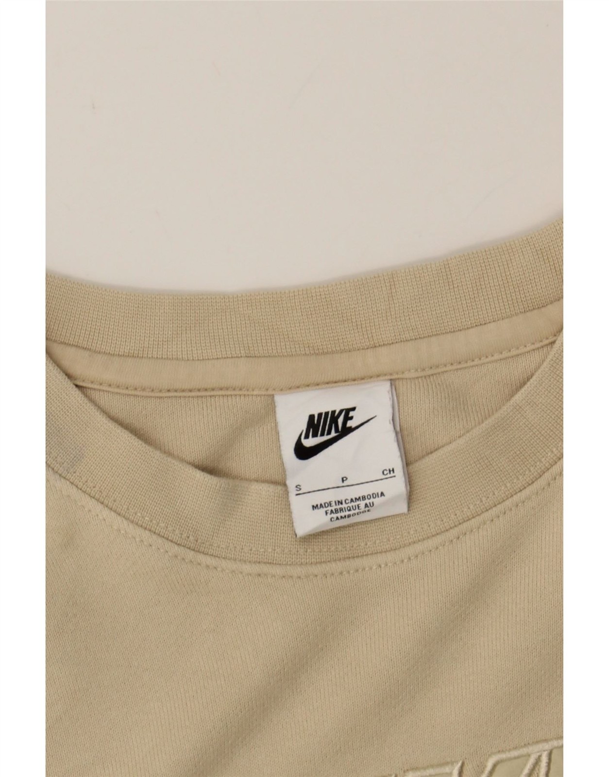 NIKE Mens Graphic Sweatshirt Jumper Small Beige Cotton DG07