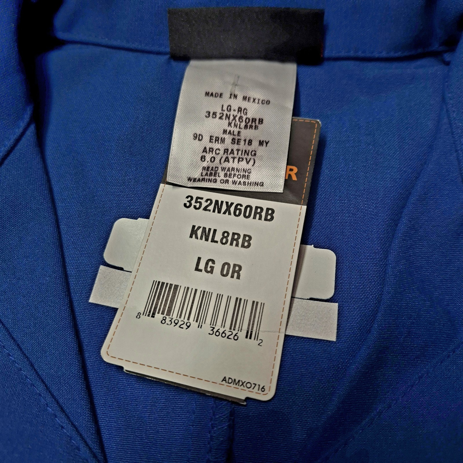 Workrite FR Lab Coat Large Regular Nomex IIIA Royal Blue KNL8RB UC University CA