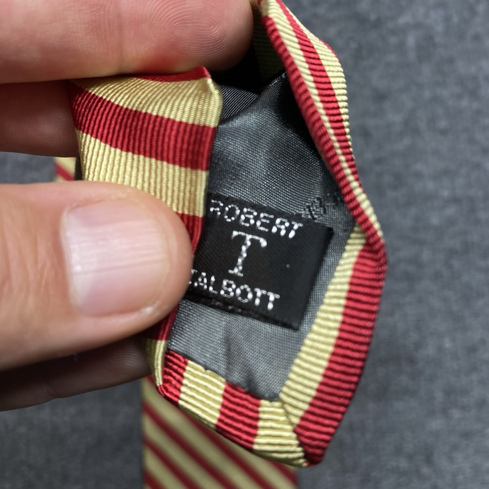 Robert Talbott Striped Tie Red Gold Length 57-60 Width 3.5 Preppy Classic