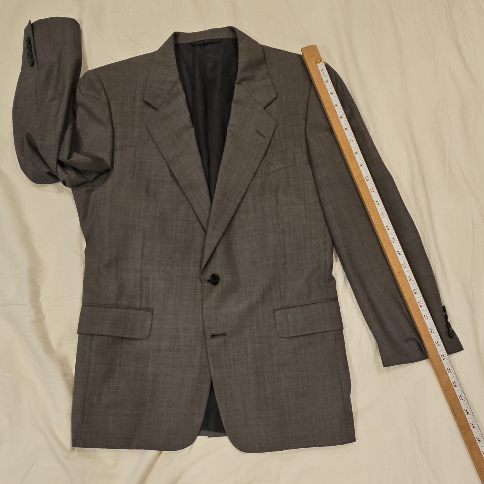 Hickey Freeman Boardroom Mens 40R Blazer Gray Nailhead Wool Cashmere USA Mad
