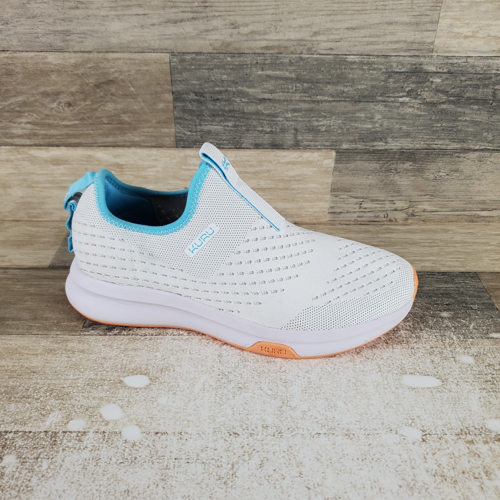 KURU Atom Womens Shoes Sz 8.5 M Running Bright White Topaz Blue Slip On Sneakers