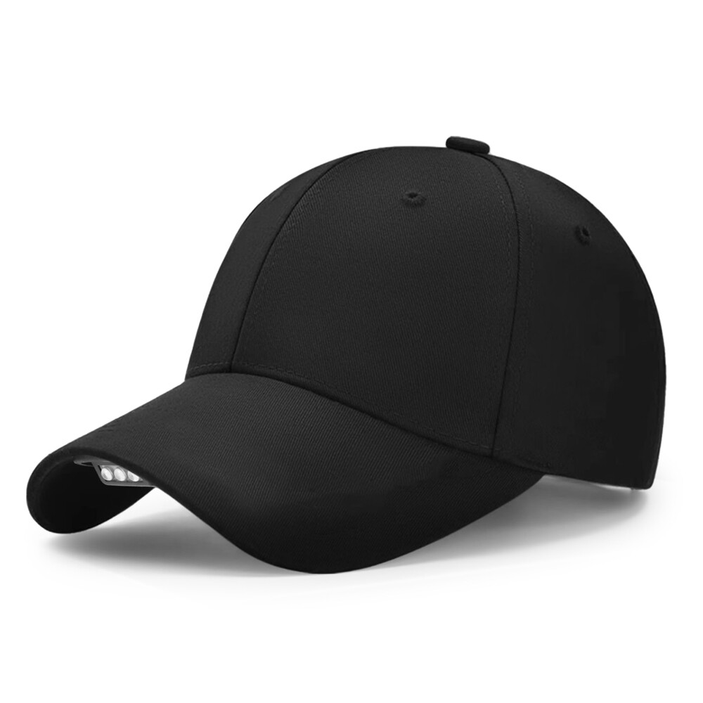 Solid Baseball Cap With LED Head Light Headlamp Flashlight Rechargeable USB Hat