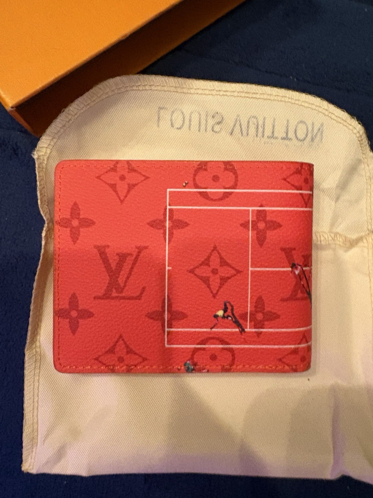 Louis Vuitton Red Monogram Bifold Men’s Wallet, Credit Card Holder, Logo