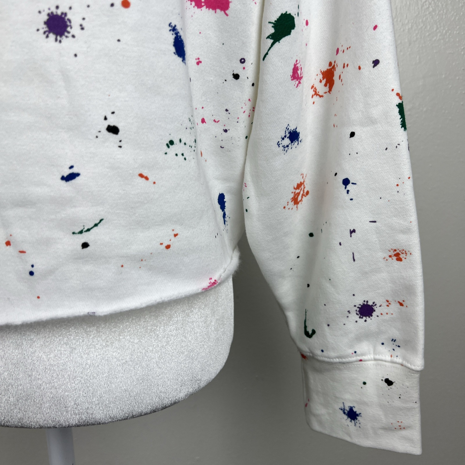 Champion Berkeley Sweater Women Large White Paint Splat Pullover Hoodie College