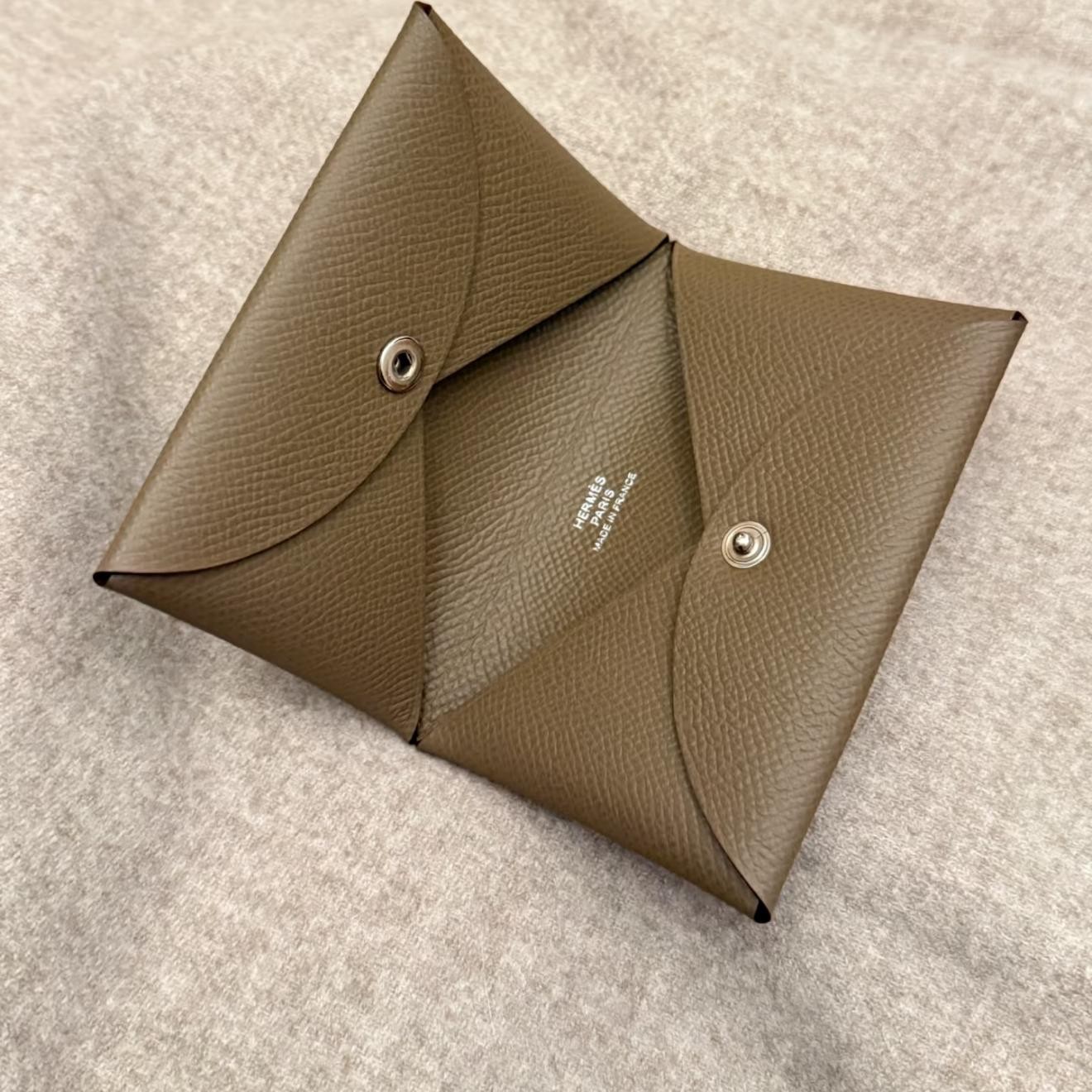 Hermes Calvi Silver Buckle Evercolor Calfskin Card Holder – Unused #11H4DFH