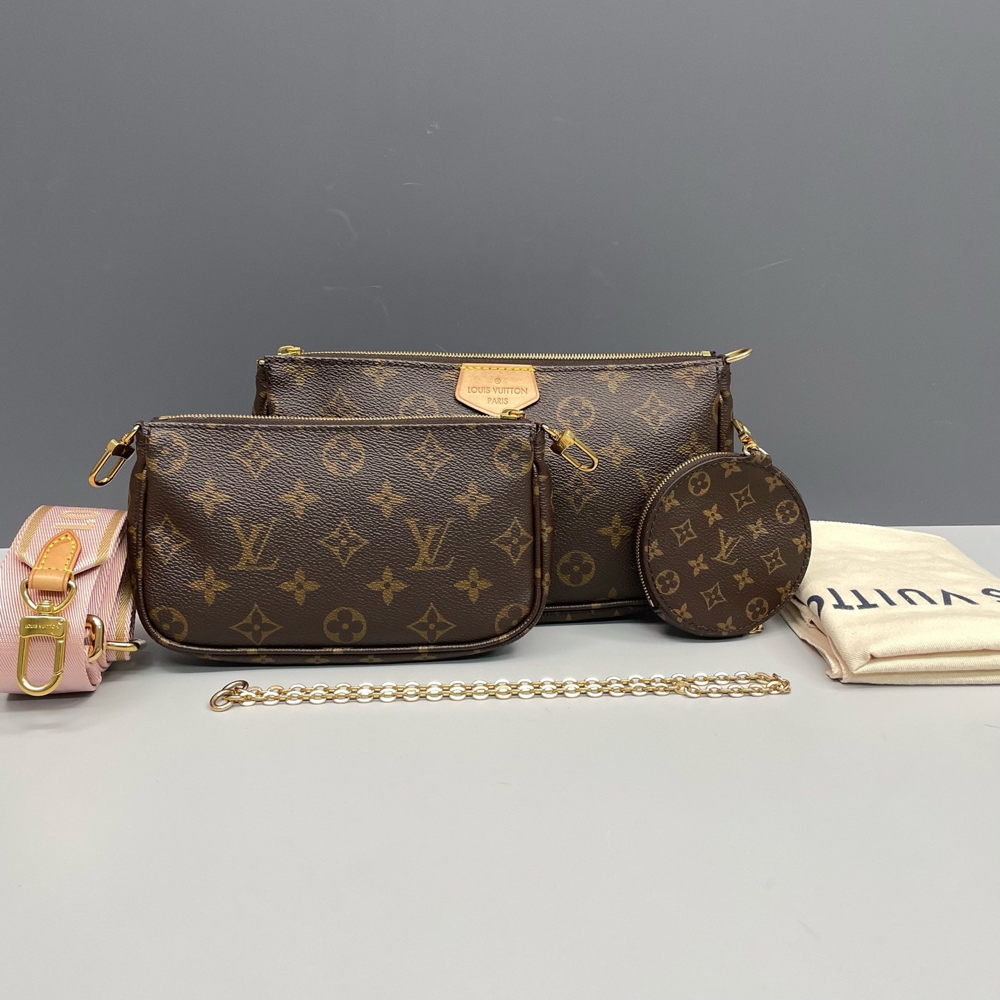 Louis Vuitton presbyette five-in-one shoulder bag chip paragraph (23*13*4)cm