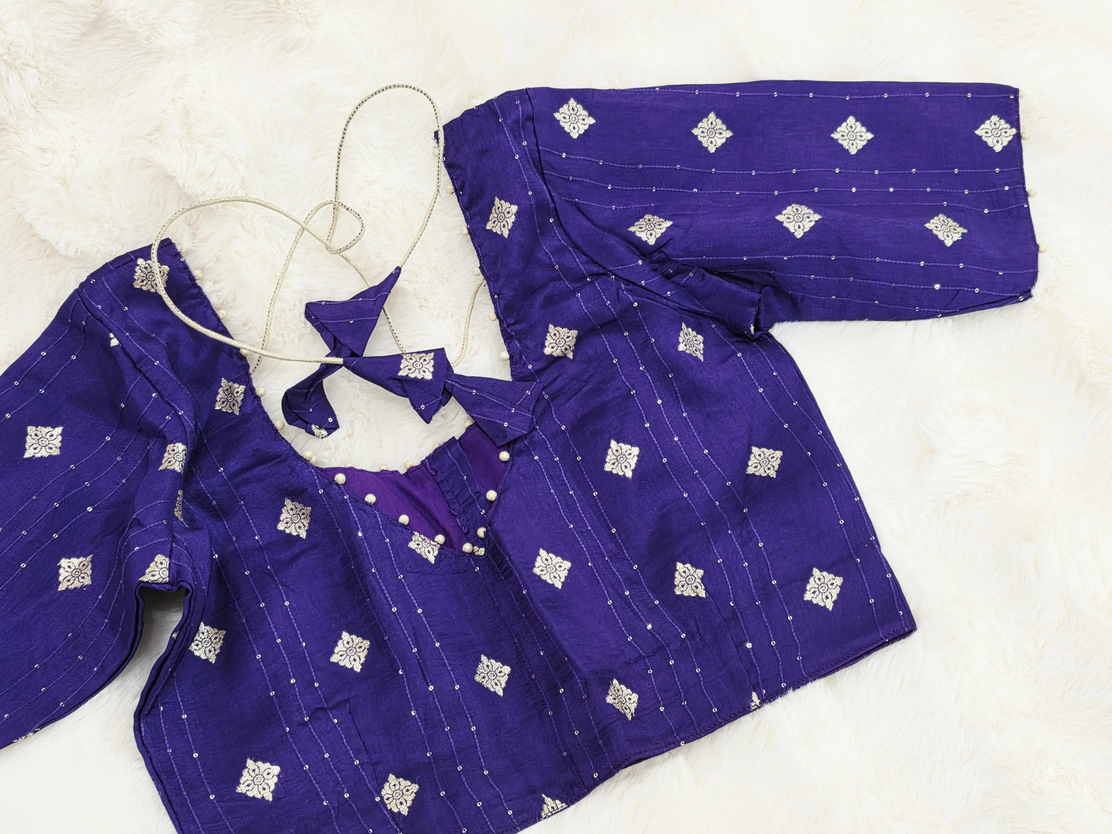 Royal Indigo Purple Munga Benarasi Silk Designer Blouse