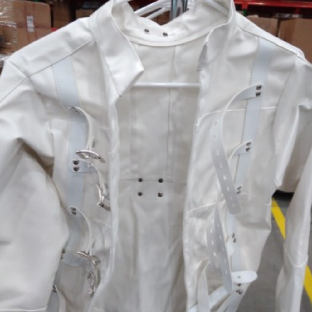 White Asylum Straight Jacket Costume S/M L/XL BODY HARNESS Restraint Armbinder