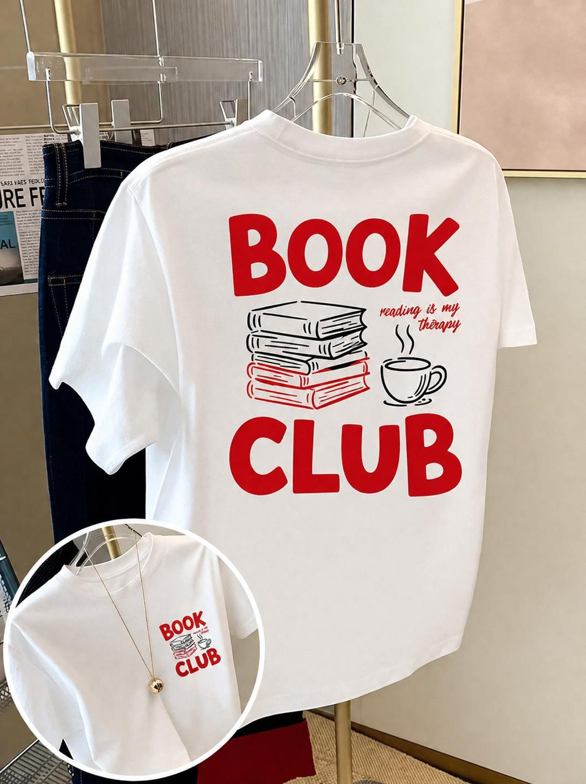Reading Is My Therapy Book Club Graphic T-Shirt