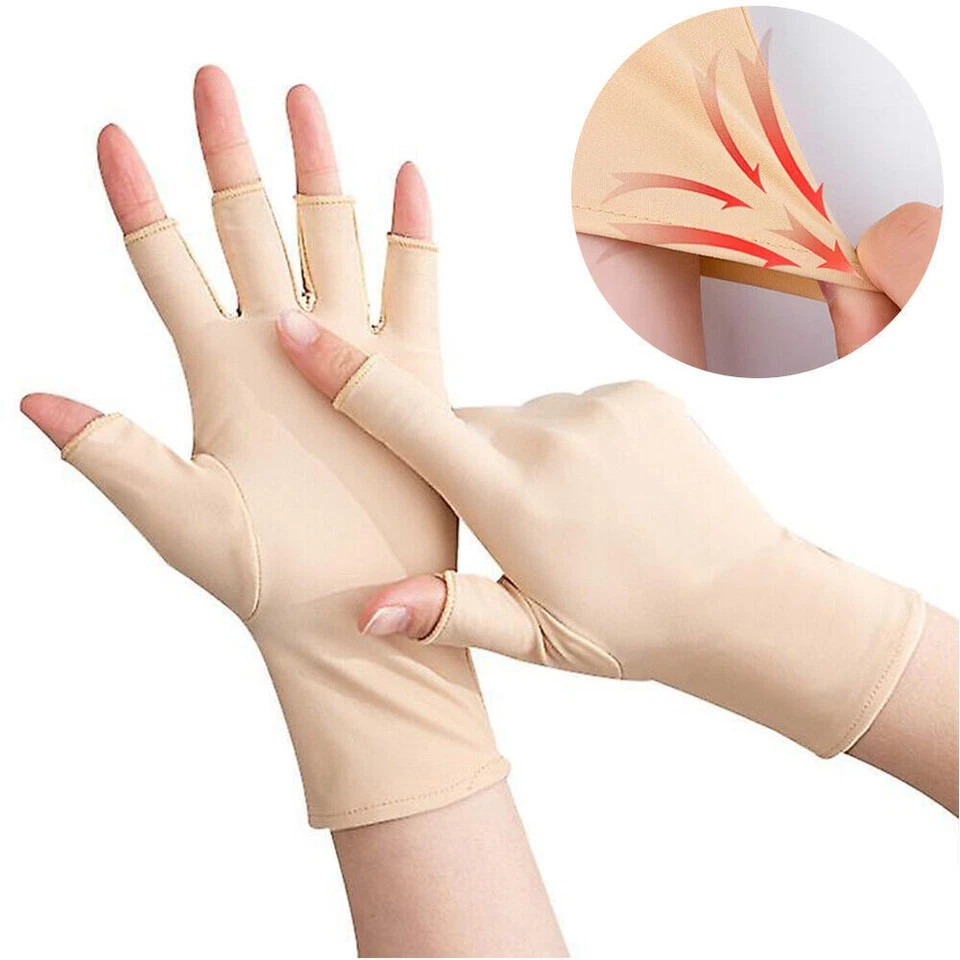 Sun UV Protection Gloves Non Slip Cotton Fingerless Driving Biking Sunscreen