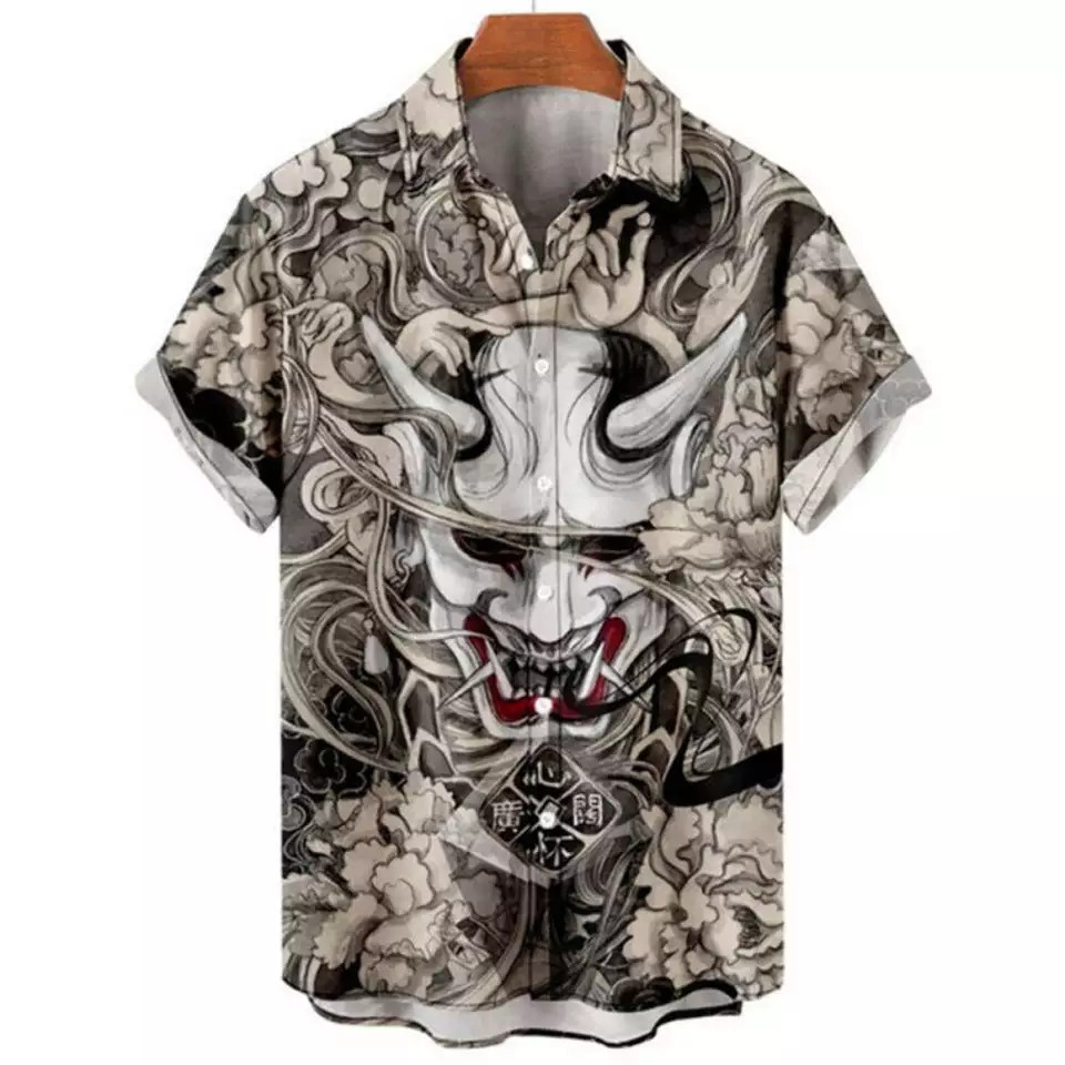 Retro 3D Animal Print Short Sleeve Shirt for Men in Various