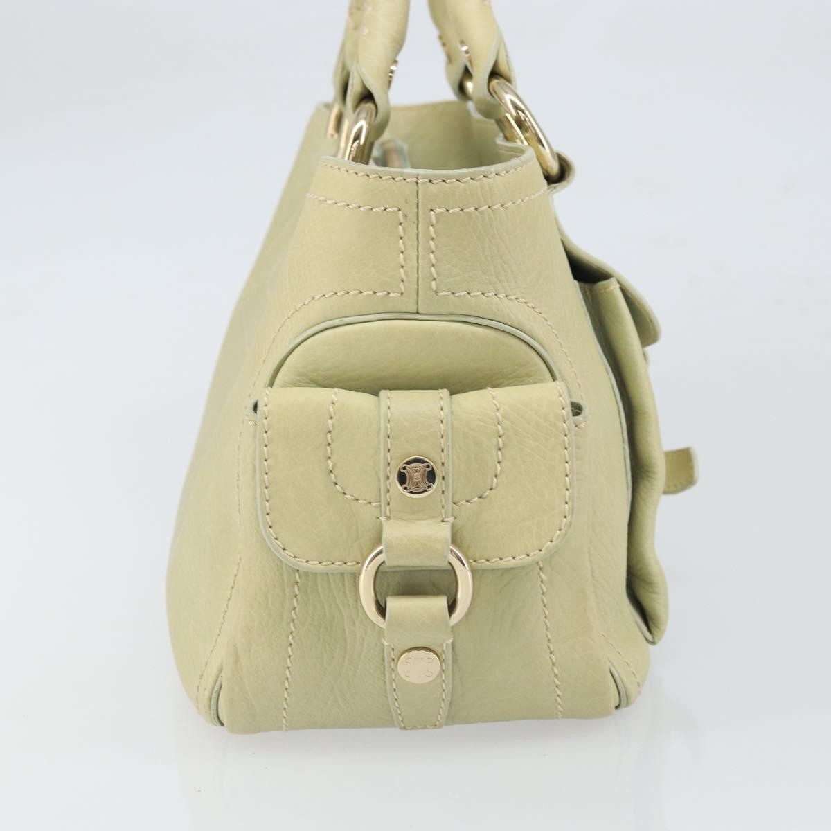 CELINE Boogie Hand Bag Leather Green Gold Auth BA9733