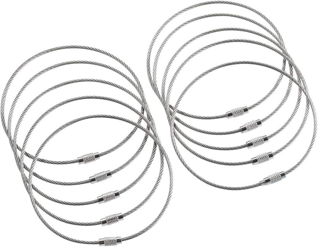 BYT-WKC-054 10 Inch Stainless Steel Wire Keychains 2Mm Cable Key Rings Heavy Dut