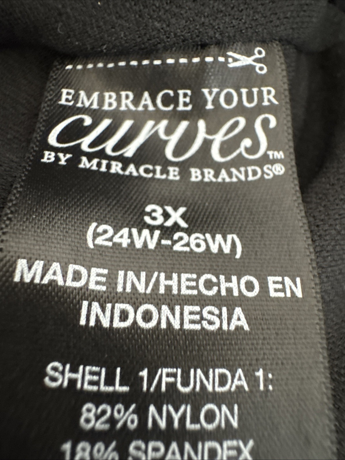 Embrace Your Curves by Miracle Brands 3X 24W-26W Black 1 Piece Swimsuit New