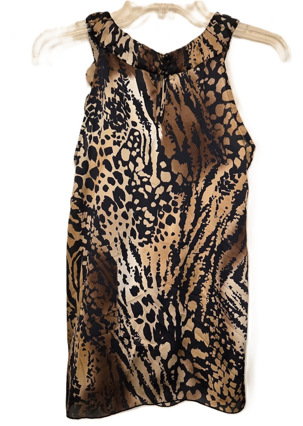 NWT B Wear Embellished Leopard Animal Print Brown Black Blouse – Women’s Size L