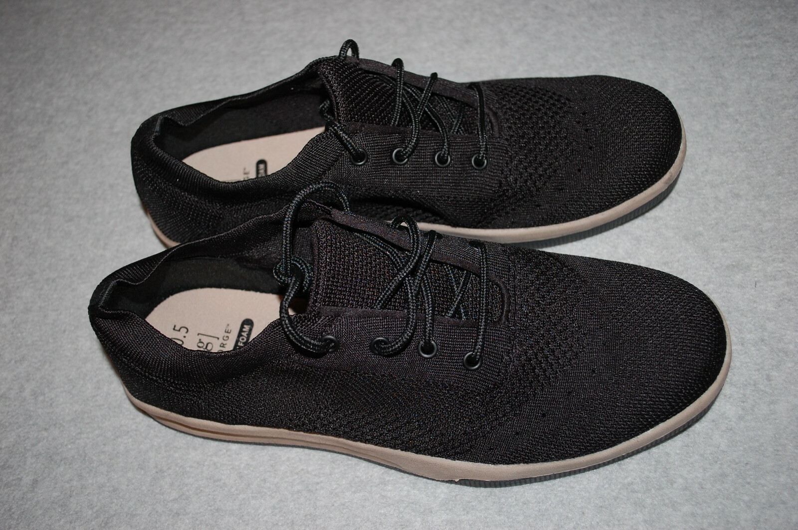 Mens BLACK CASUAL SHOES Flexible Tweed Fabric 7 8 8.5 9 9.5 10 10.5 11 12 13