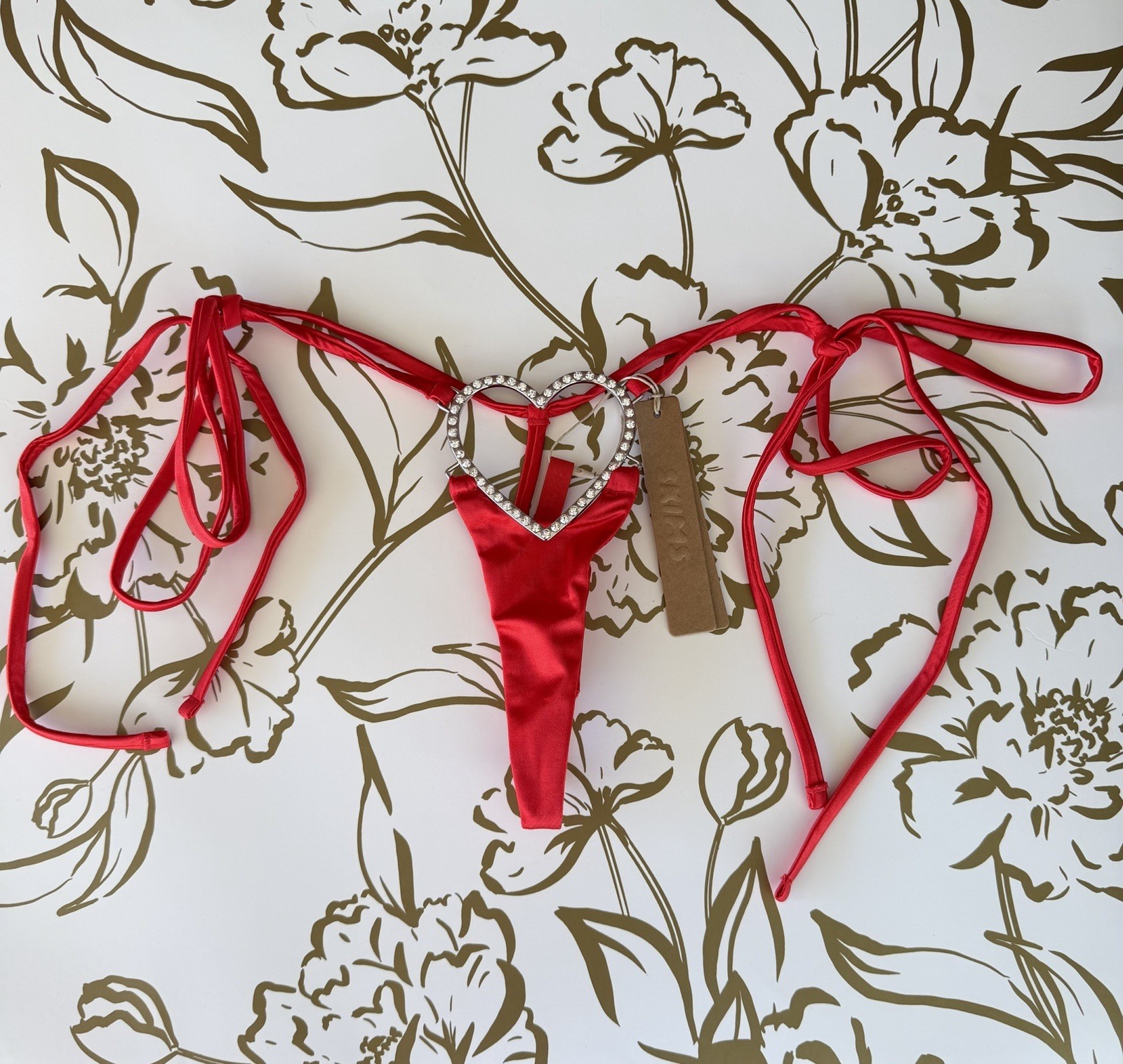 SKIMS Intimates Heart Charm String Thong Red One Size M/XL 🔥