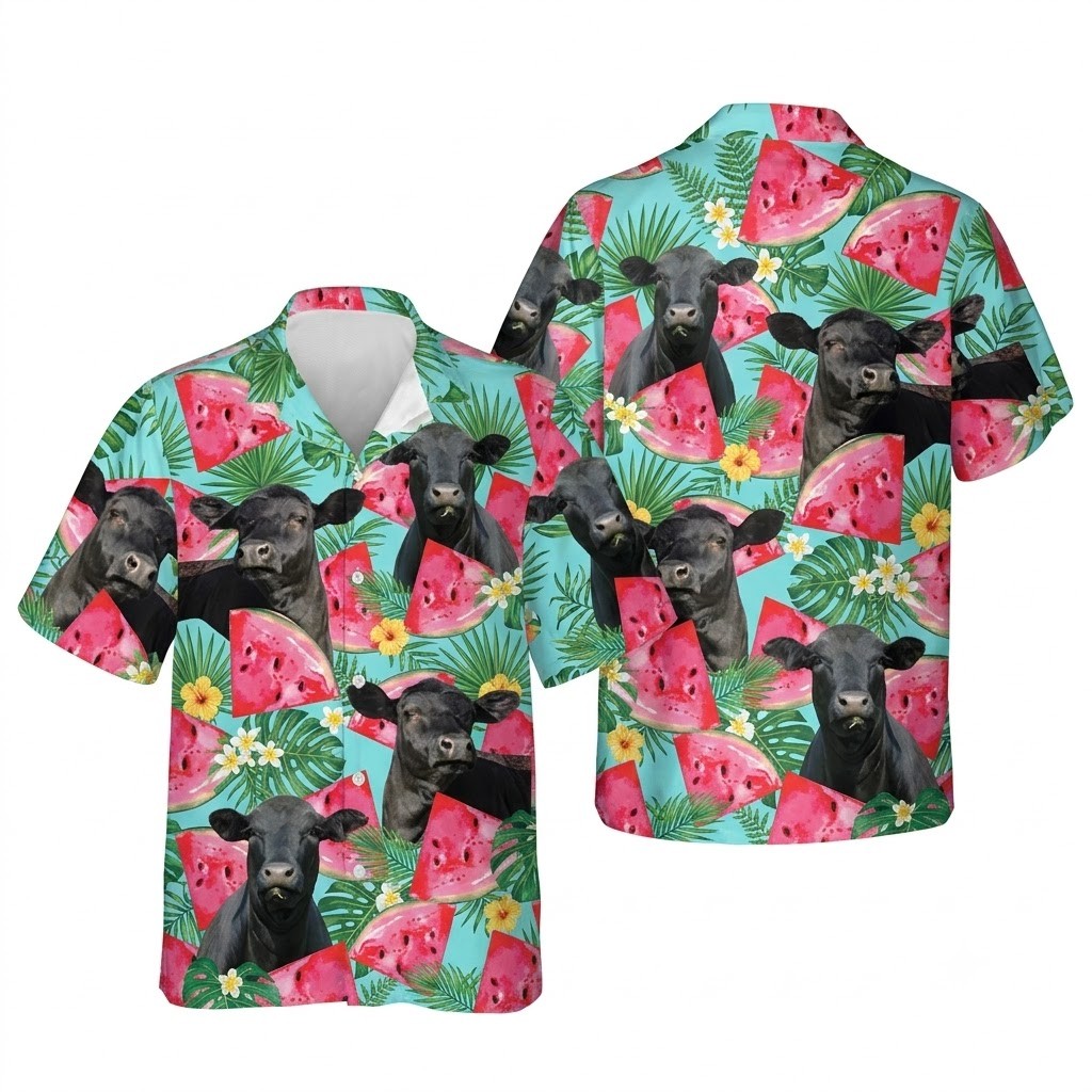 Black Angus Watermelon 3D Hawaiian Shirt