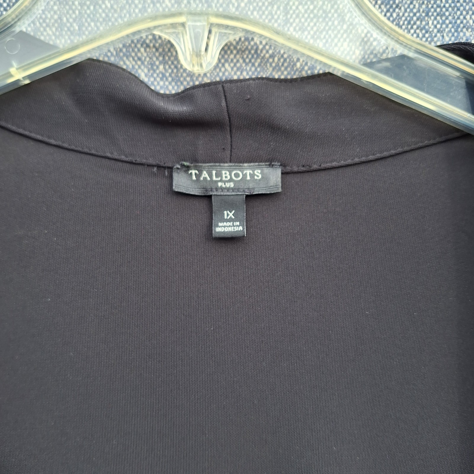 Talbots Cardigan Womens Plus 1X Long Black Open 3/4 Sleeve Duster Wrinkle Free