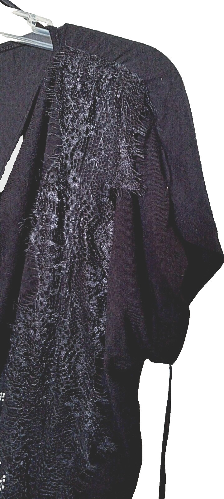FYLO 95% viscose, 5% spandex black embellished draped T-shirt Size Medium
