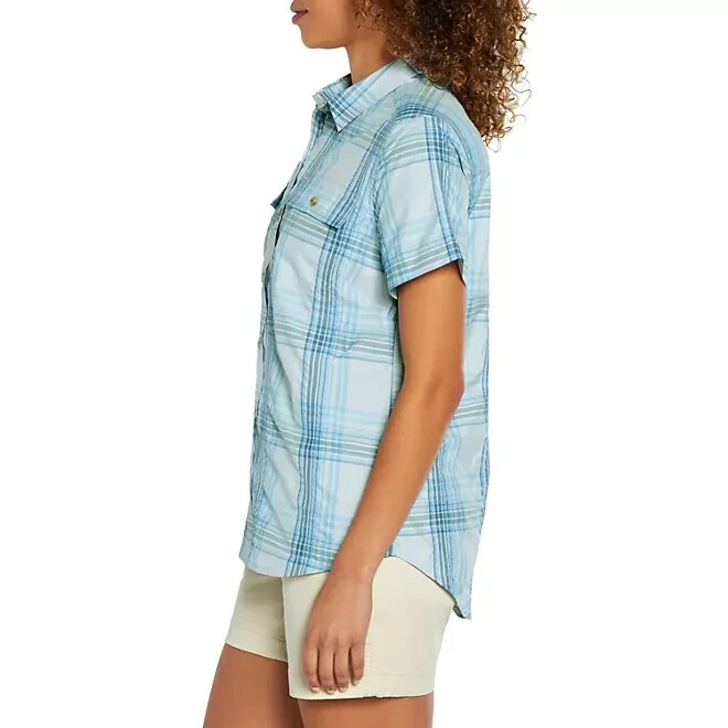Eddie Bauer Ladies Short Sleeve Adventure Top Size M Ancient Water Starling