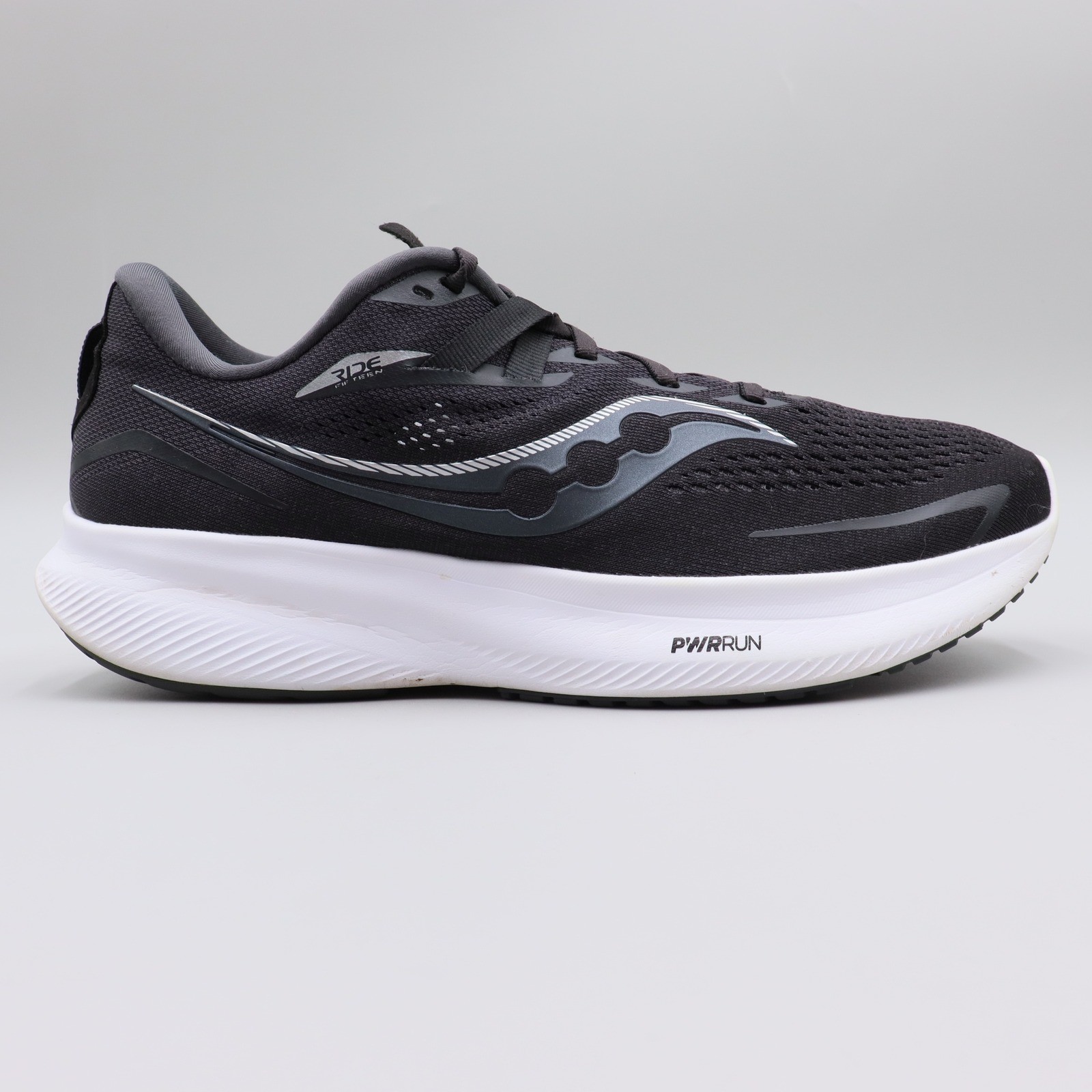 Saucony Ride 15 Womens Size 11.5 Wide US Black White Athletic Running Shoes