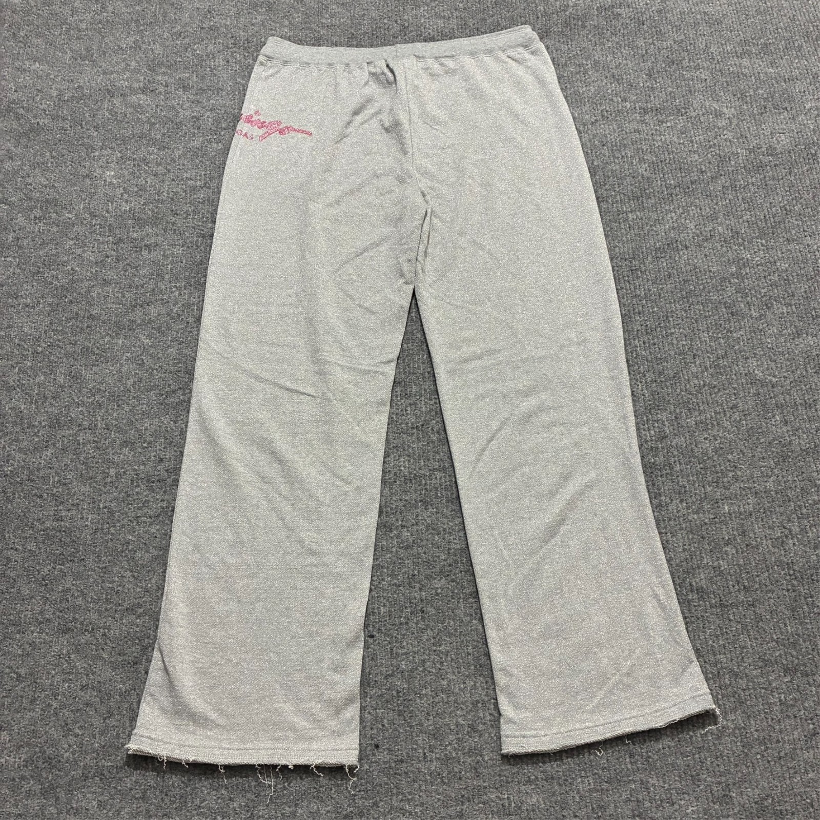 Flamingo Las Vegas Celebrity Corbin Pants Womens Size XL Heather Gray Raw Hem