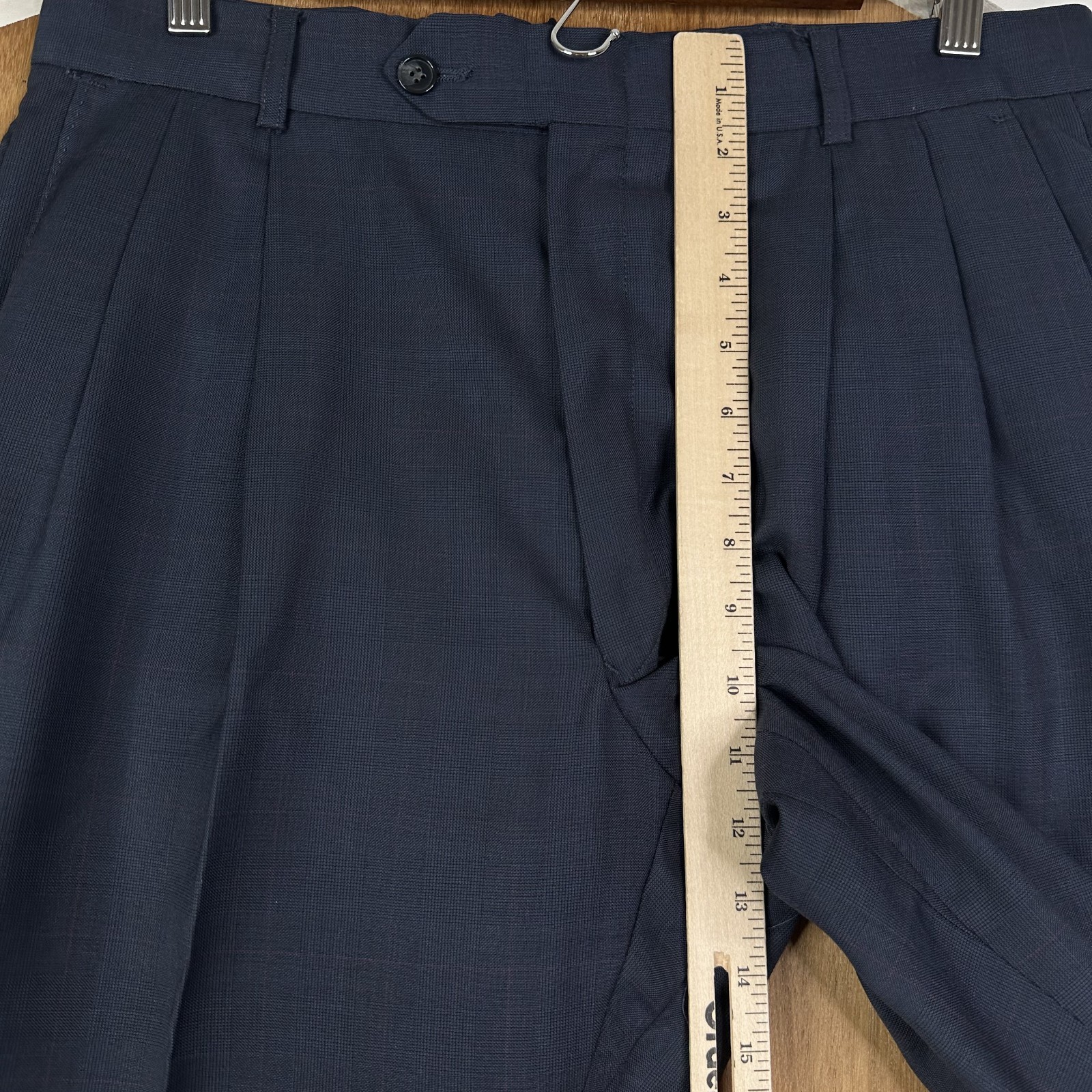 Biella Suit Mens 40L Navy Blue Glen Check 2 Button Vitale Barberis Canonico 110s