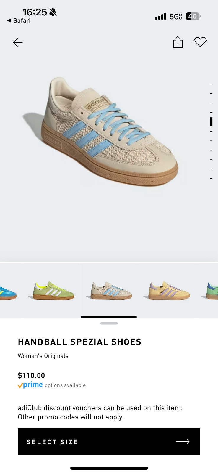 Womens S7, Adidas Handball Spezial- Beige w/ Light Blue Stripes, Gum Sole