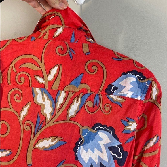 NWT J. McLaughlin Womens Lois Floral Button Down Shirt Lilywood Size L Preppy