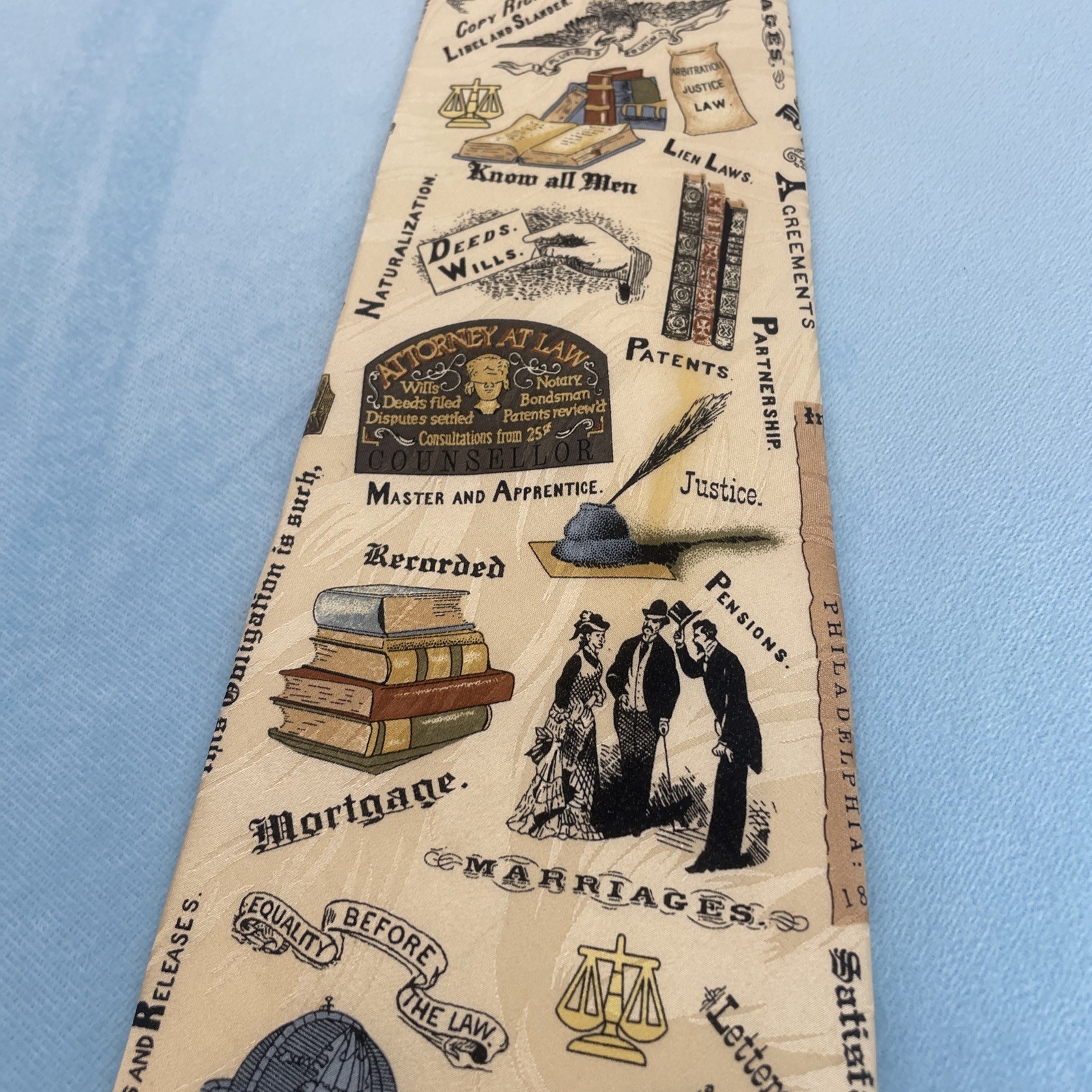 Museum Artifacts Hand Made Silk Tie Business Law Judge Artifact History 4″ 57″
