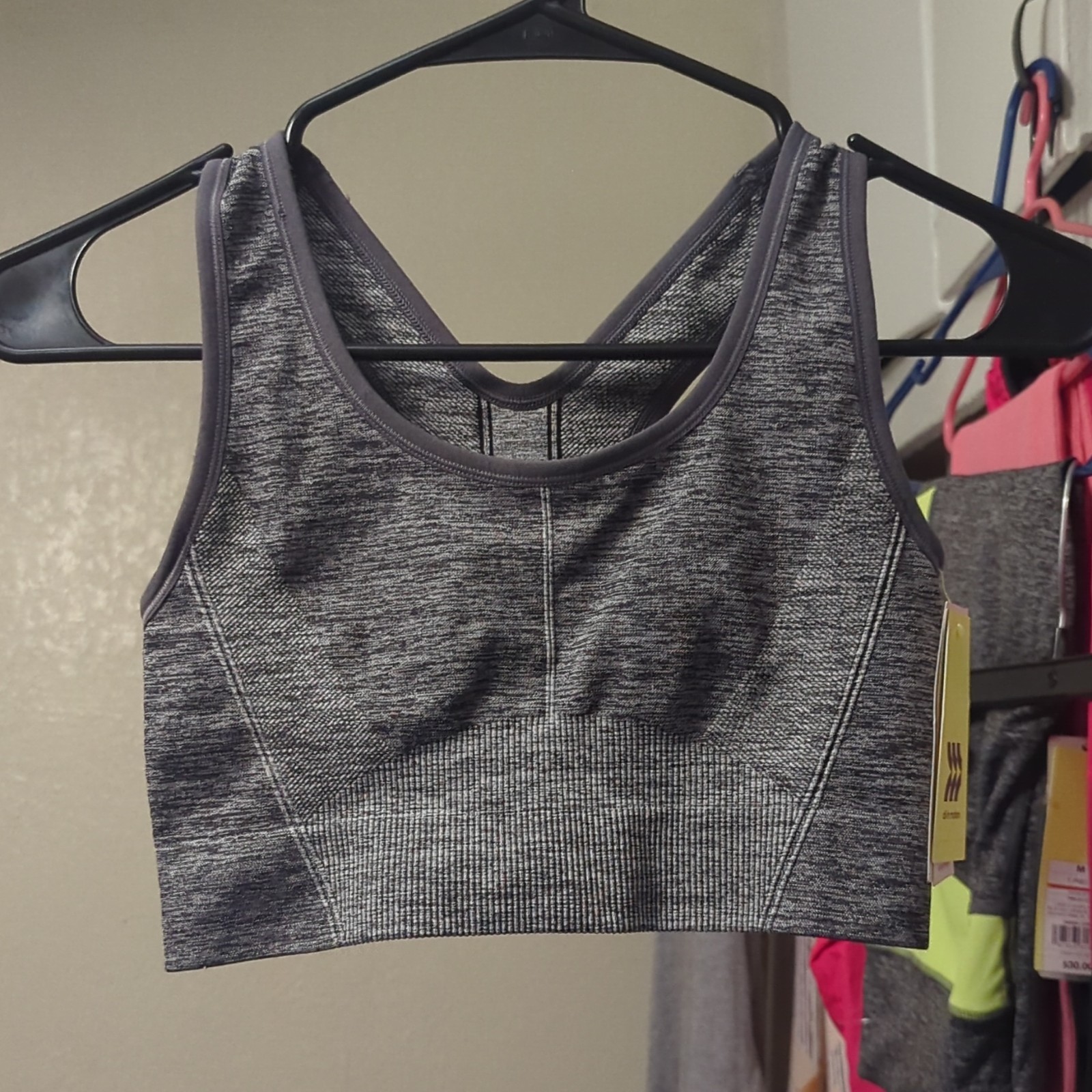All in Motion Medium Support Seamless Racerback Sports Bra Gray Heather M