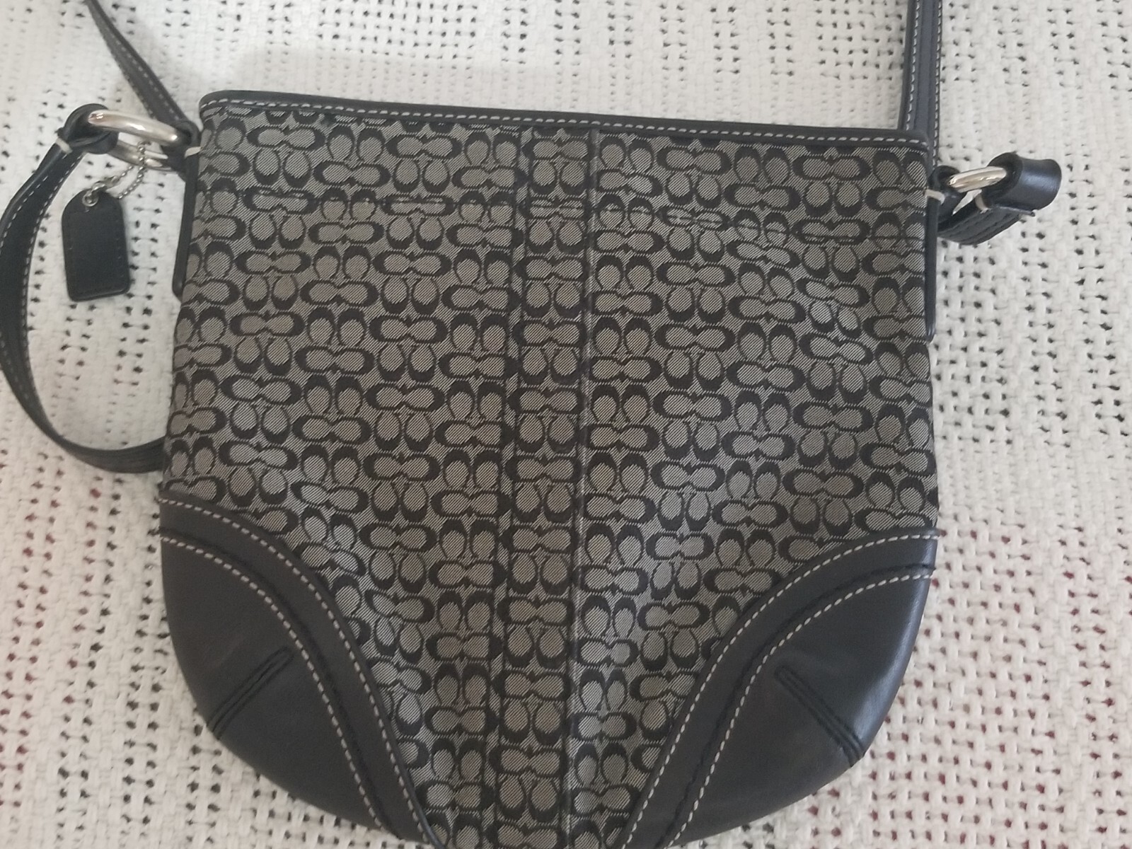 COACH CANVAS MONOGRAMMED CC LEATHER MESSENGER CROSSBODY BAG PURSE