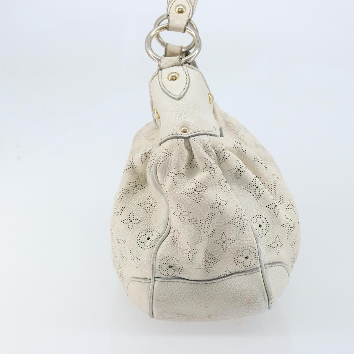 LOUIS VUITTON Mahina Solar PoweredGM Bag Leather White M93128 LV Auth bs34140