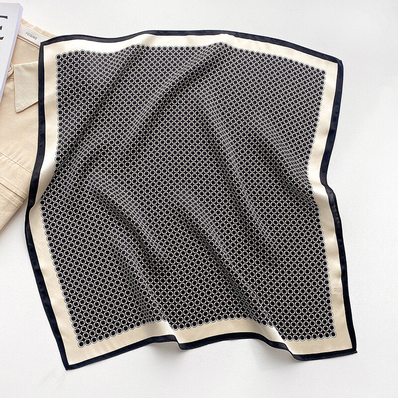 100% Silk Square Scarf Women Neckerchief Wrap Kerchief Bandana Polka Dot 53*53cm