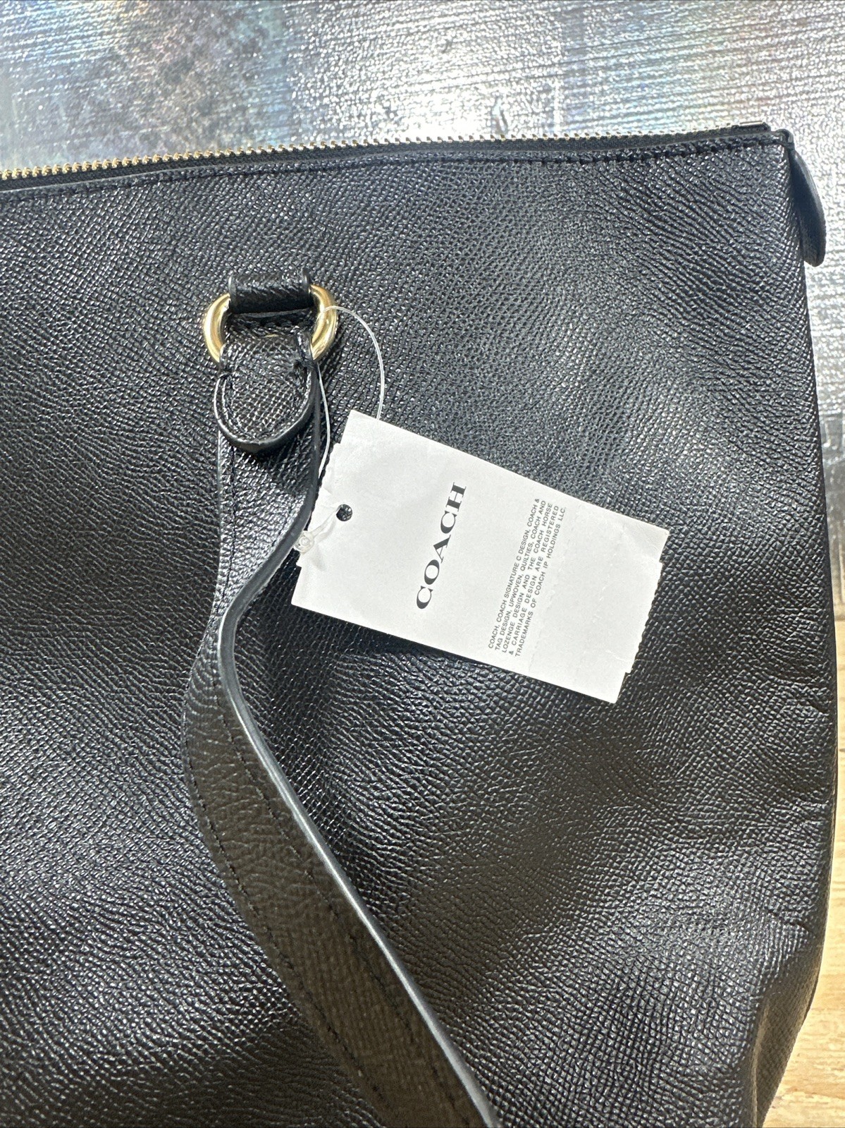 COACH GALLERY TOTE Black Crossgrain Leather Gold Hardware F79608